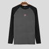 INCERUN Men Round Neck Long Sleeve Stitching Print Tops Fitted Undershirts
