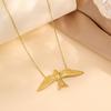 Non-Fading Titanium Steel Necklace with Exquisite Bird Pendant - High-End European & American Clavicle Chain for Women