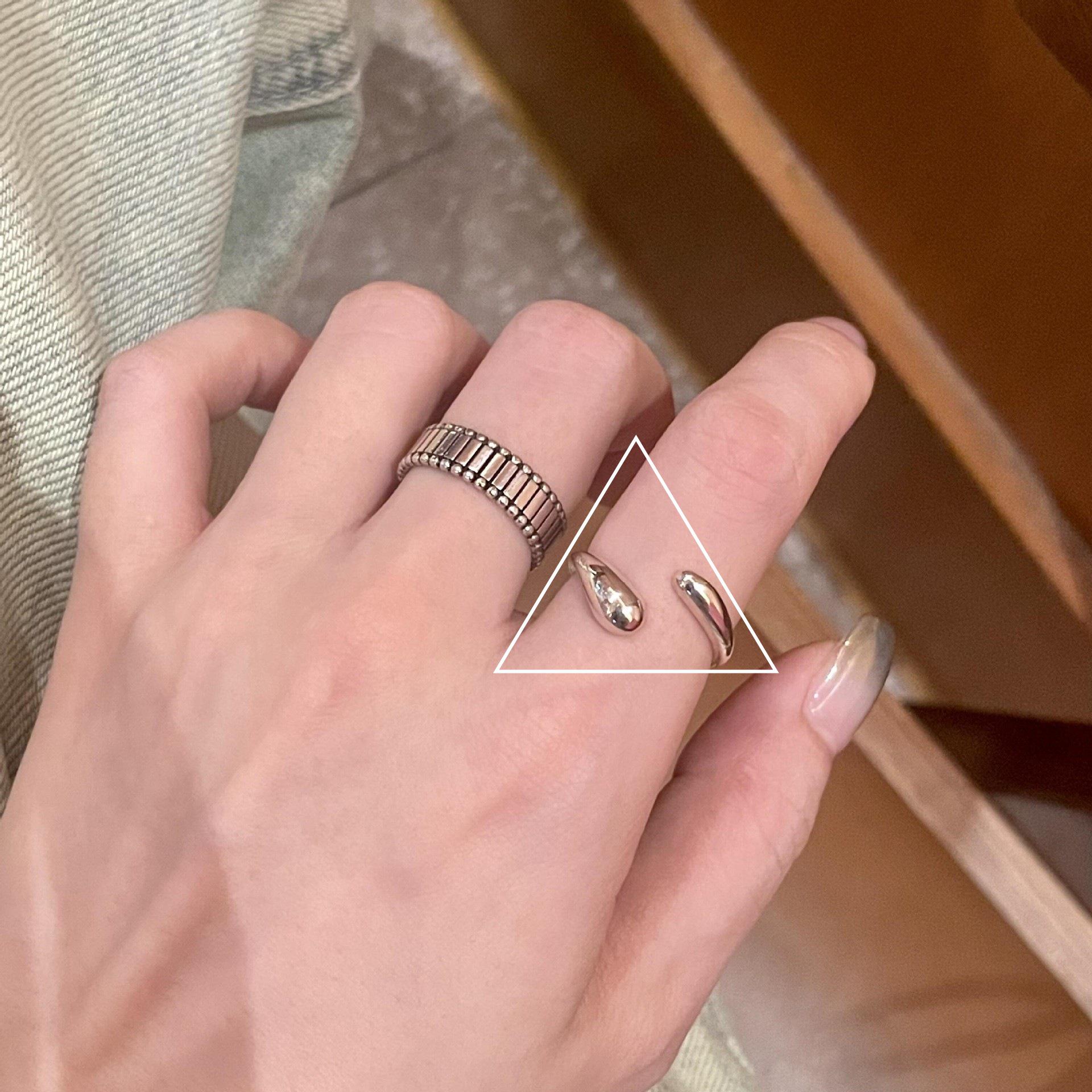 Geometric Water Drop Adjustable Ring: Women s Retro Fashion, Versatile, New Style for Stacking or Index Finger. Open Adjustable