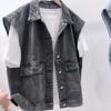 Giacca di Jeans Gilet Gilet Retro Primavera e Autunno Donna Senza Maniche Casual Versatile Capo d'Abbigliamento Esterno Top Cargo in Denim