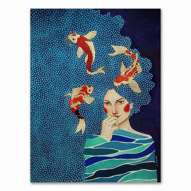 Abstract Girl Hair Flower Bird Wall Art Canvas Painting Vintage Nordic Prints Wall Pictures For Living Room No Frame