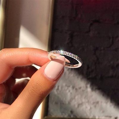 Çift Yüzük Kadın Tek Sıra Matkap Şerit Yüzük Yüzük Takı Basit Bayan Yüzük Takı