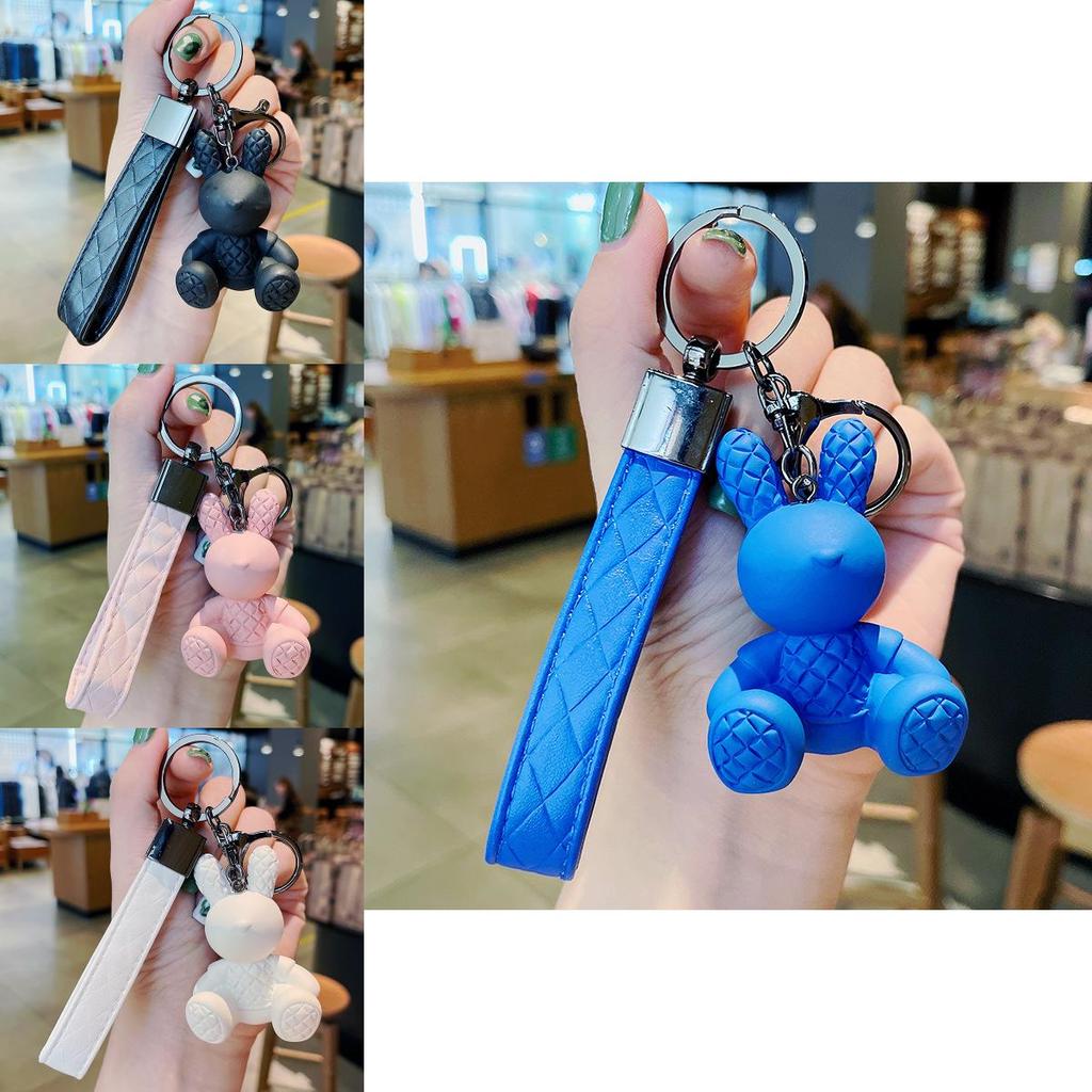 Adorable Resin Bunny Keychain Cute Sitting Rabbit Bag And Car Charm Gift