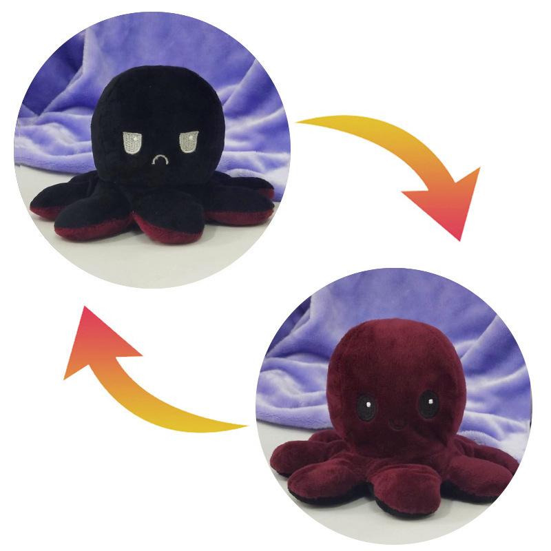 Mood Octopus Reversible Plush Toy Soft Stuffed Simulation Octopus Doll Cute Stuffed Toy Baby Gift