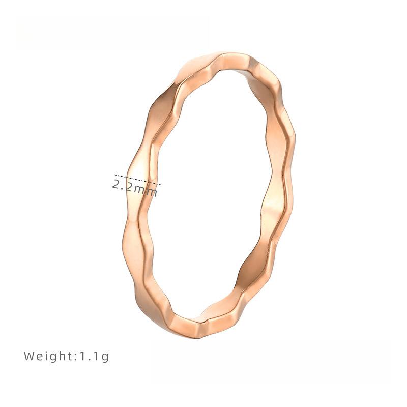 Japanese and Korean Rhombus Wave Ring Titanium Steel Electroplated Wheat Ear Ring Women's Simple and Exquisite Accessories