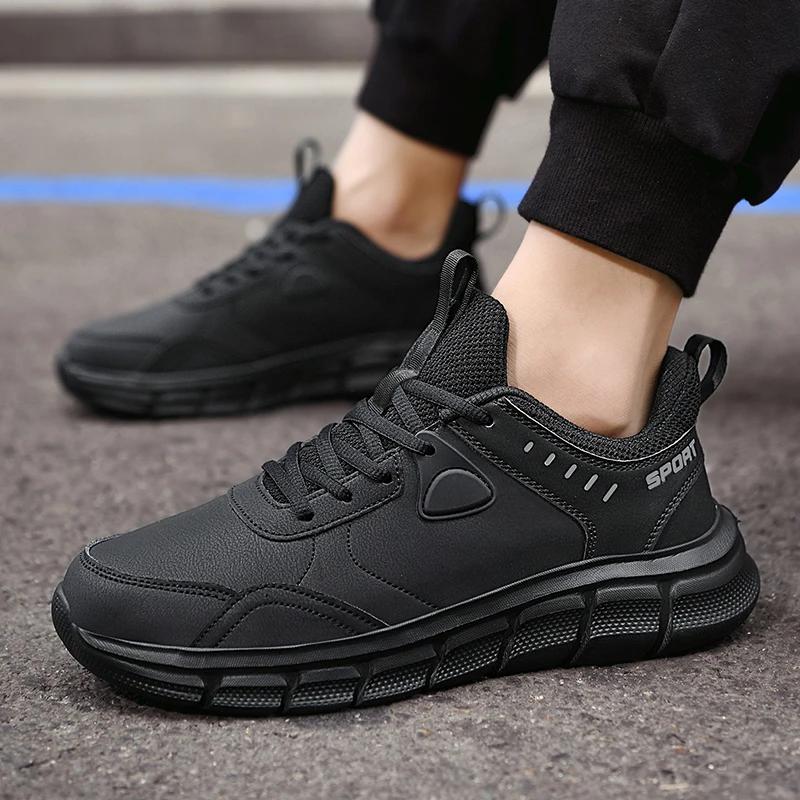 Men’S Black Running Shoes New Casual Soft Bottom 48 Plus Fat Wide Casual Travel Shoes Wear-Resistant Non Slip Walking Sneakers