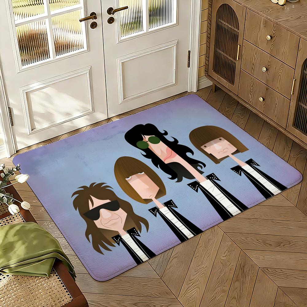 Band R-Ramones Floor Mat Soft Thickened Absorbent Non-Slip Bedroom Living Room Door Mat Home Decor Flannel Rugs