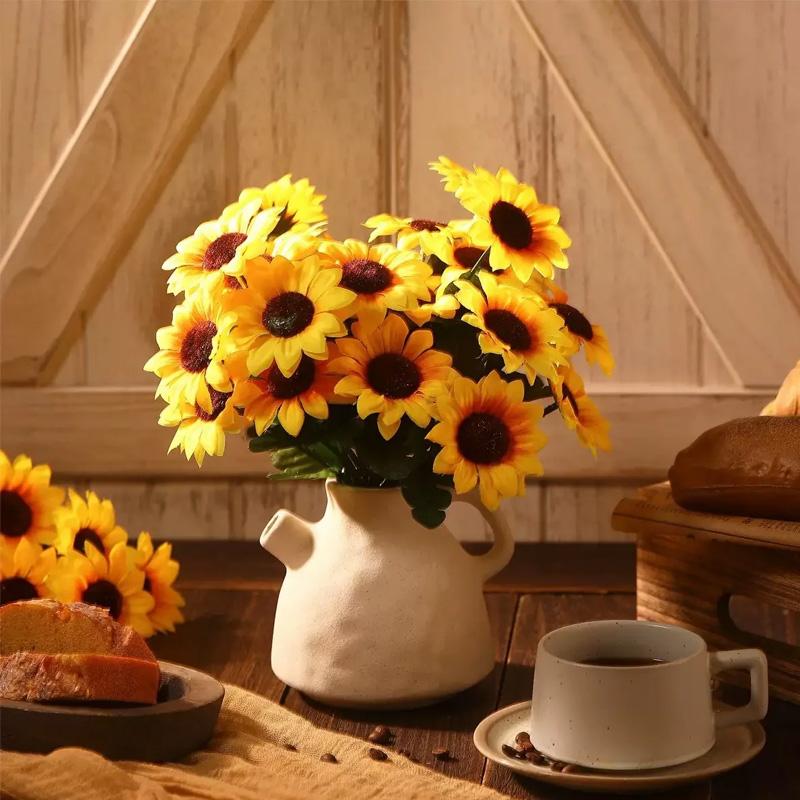 1 Bunch Silk Sunflower Realistic Artificial Flowers Bouquet Home Decor Fake Flowers Wedding Bouquet 24 Sunflower