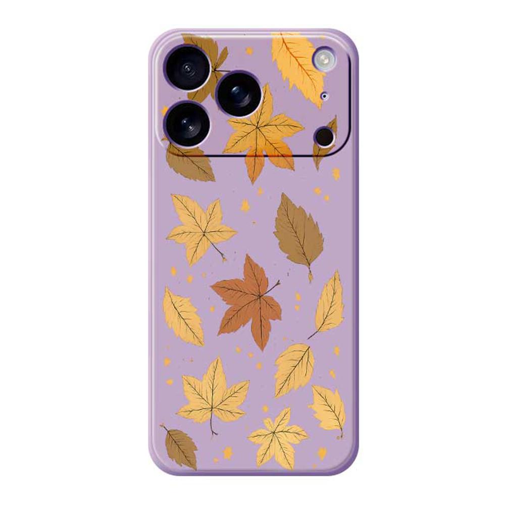 For iPhone 17 Pro Max Case Maple Leaves Pattern Printing Straight Edge TPU Phone Back Cover
