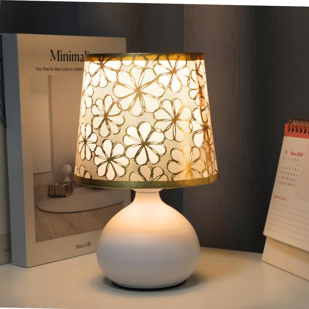 1pcHollow‑out Fabric Table Lamp, Spherical BaseRemote Dimmable Bedside & Desk Lamp, Retro Ins‑Style Night Light, Home Decor Gift