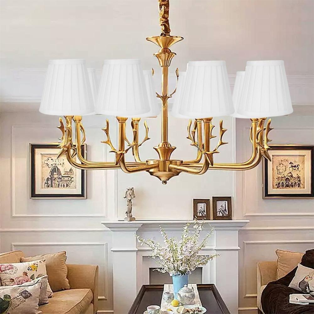 

6PCS Barrel Shape Chandelier Lampshade Clip On Drum Lamp Shade Hotel Decor