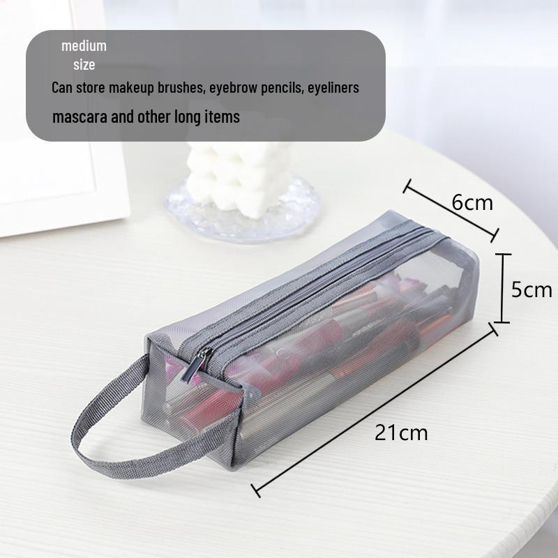 Přenosná cestovní a make-up taška z černé nylonové síťoviny