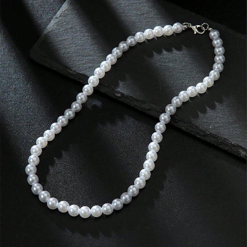 Faux Pearl Hip Hop Choker Necklace, Minimalist Streetwear Jewelry, Unisex Couple Gift for Men Women