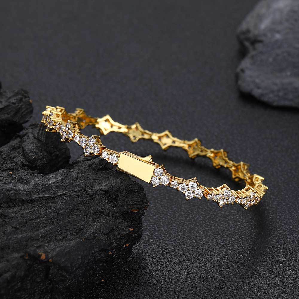 Hip Hop Spring Buckle Airplane Tennis Chain Zircon Men'S Bracelet Jewelry Women'S Light Luxury High-End Accessories