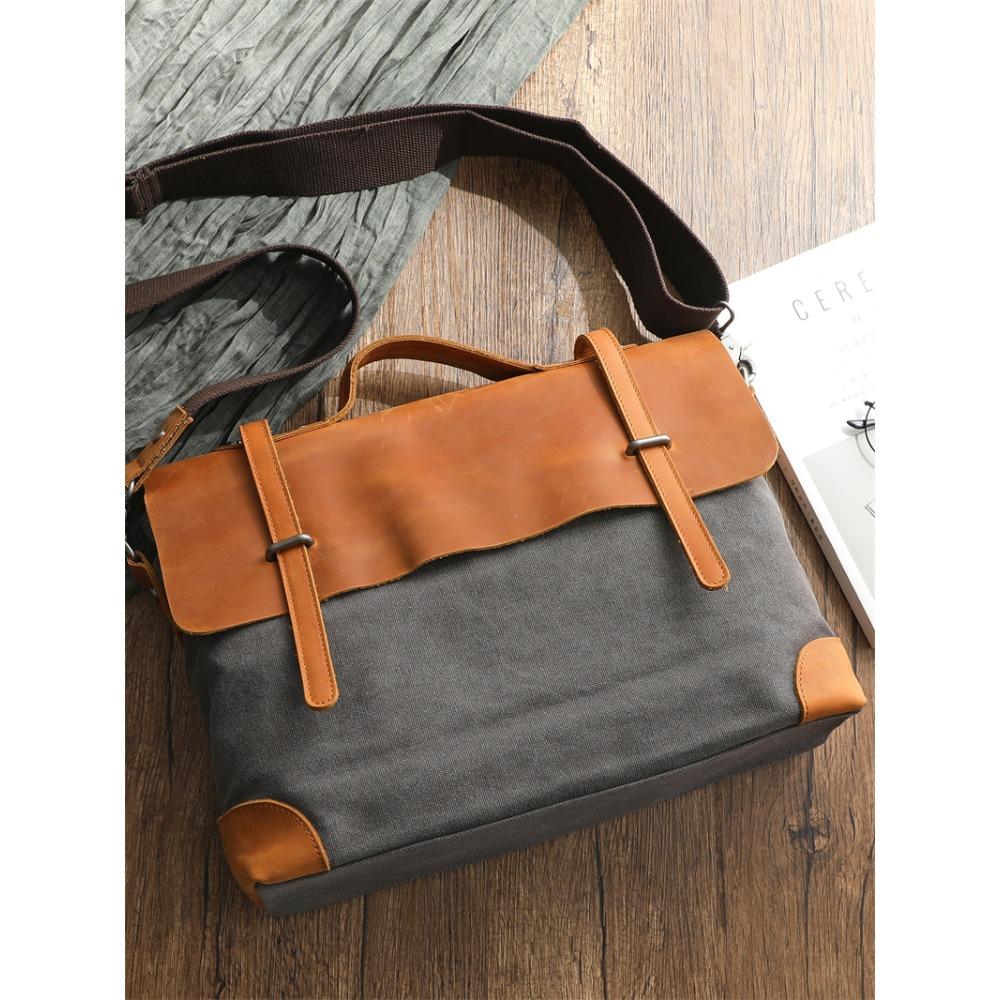 M666 Vintage Wojskowa Płócienna Skórzana Męska Torba Kurierska Męska Torba na Ramię Męska Torba Tote Torebka Skórzana Aktówka Torba Crossbody