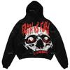 Unisex Oversized Hoodie With Skull Print Digital Graphic Streetwear Sweatshirt Men Women