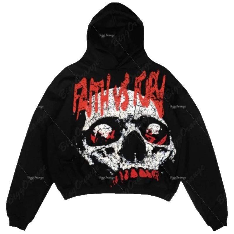 Unisex Oversized Hoodie With Skull Print Digital Graphic Streetwear Sweatshirt Men Women
