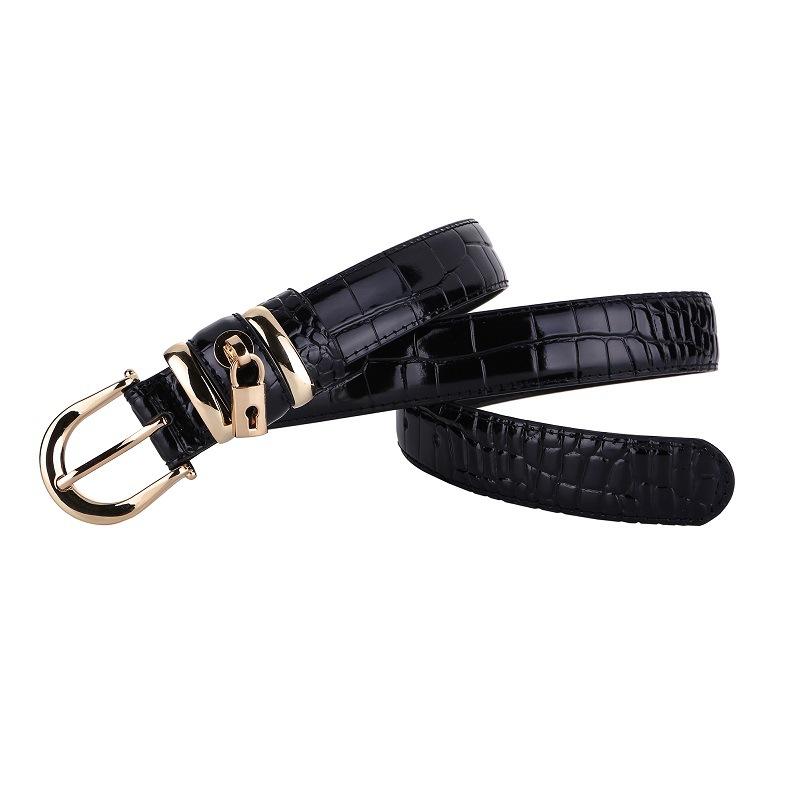 Crocodile Pattern Leather Belt Women's Casual Pin Buckle Genuine Leather Belt Women's All-Match Simple Decoration Pant Belt