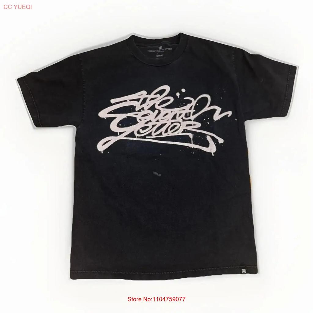The Seven Letter Graffiti Logo T Shirt Black Small 19x26 Streetwear Vintage Washed Streetwear Stretched Comfortable Fashion