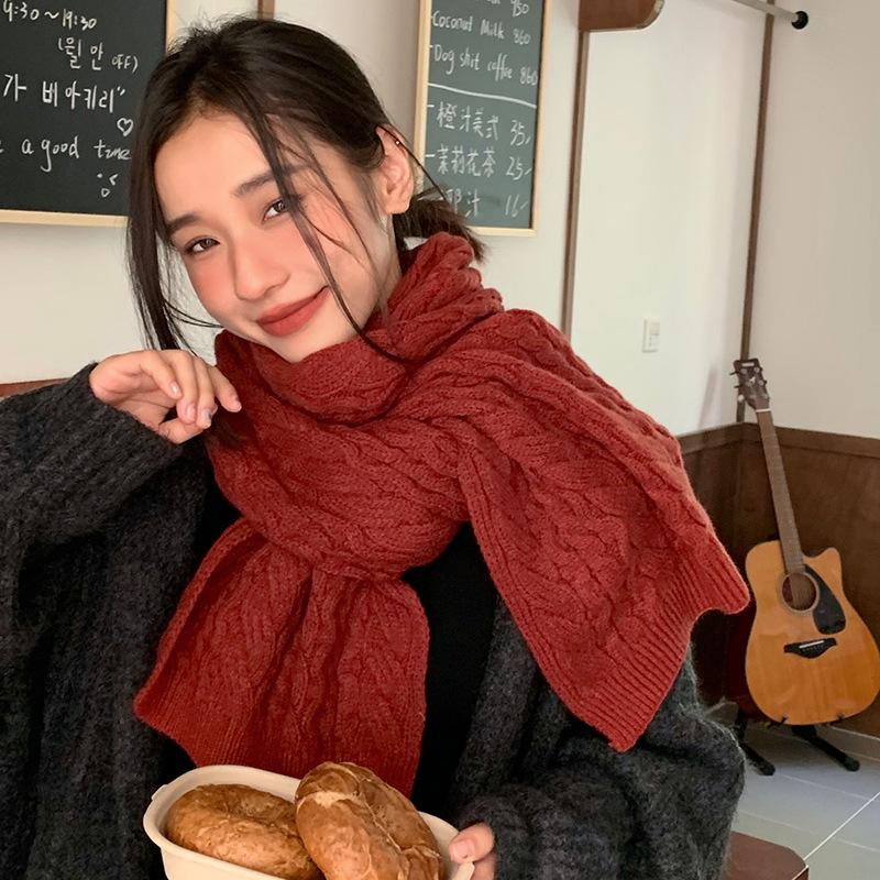 Japanese Retro Christmas and New Year Red Scarf for Women in Winter Thickened Korean Style Warm High End Birthday Gift Scarf