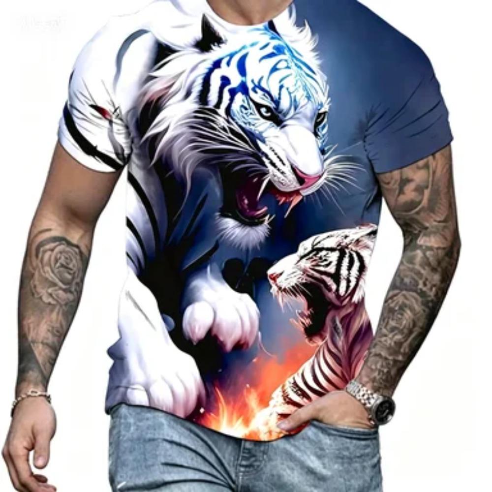 Tiger 3D Printed Sports Fast Drying Breathable Men's Outdoor Street T-shirt