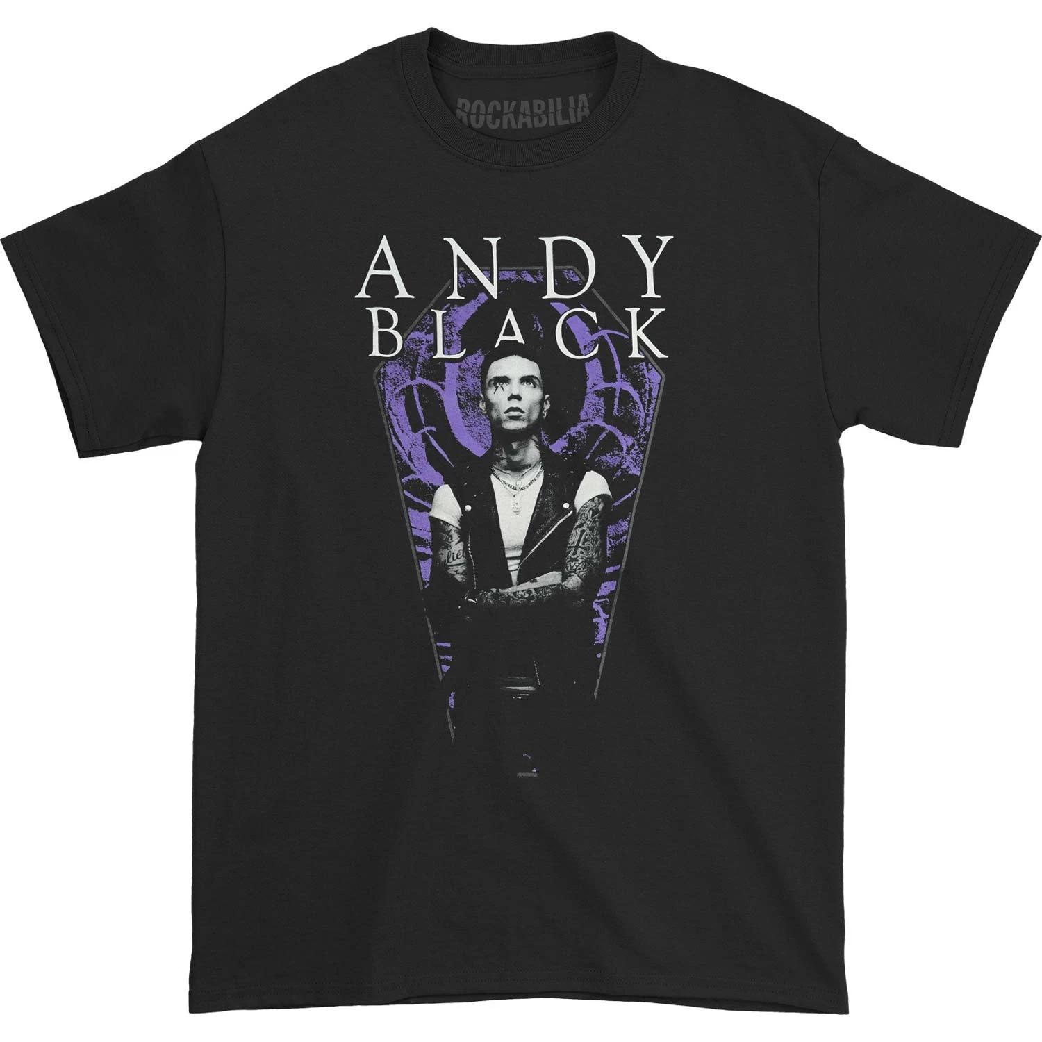 Men s Andy Black Purple Coffin Tee T-shirt Small Black L