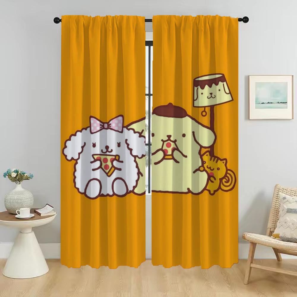 P-Pompom Purin Zasłony do Wnętrz Domowych do Salonu Rolety Zasłona Zaciemniająca Dekoracja Halloweenowa Tulle Dzielące do Sypialni