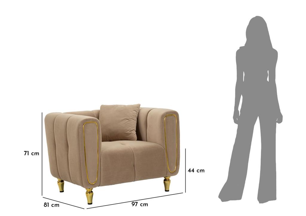 Armchair Alma Grey With Cushion Cm 97X81X71