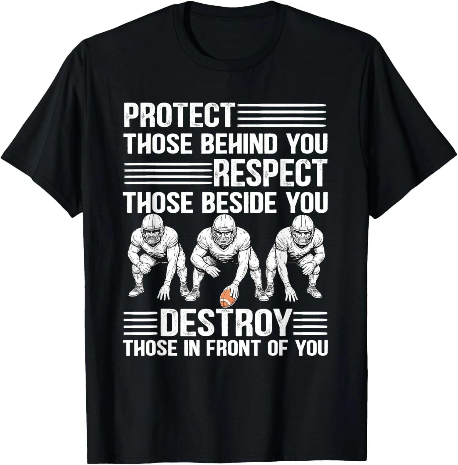 Protect Respect Destroy Offensive Lineman Football Unisex T-Shirt S разноцветный
