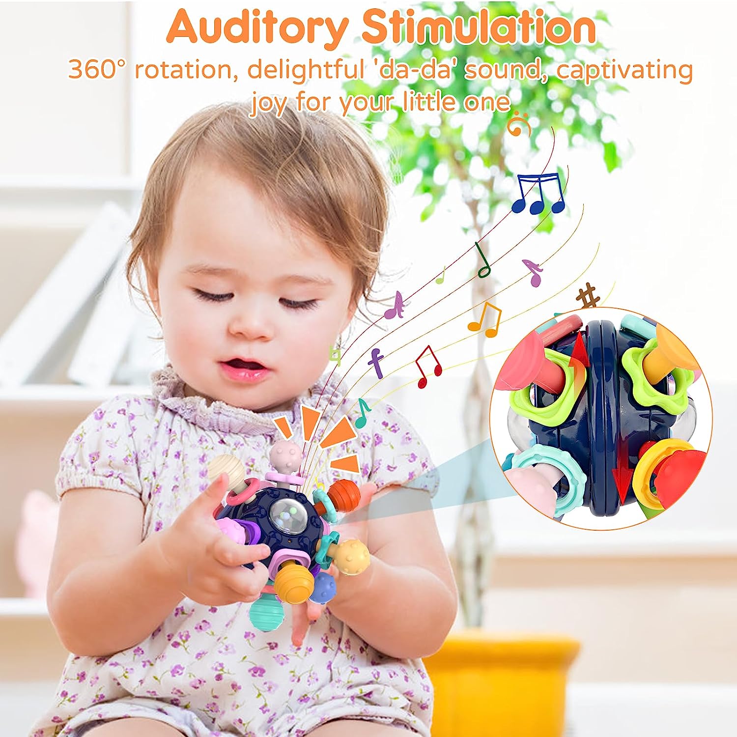 

Silicone Baby Teething Toys Sensory Teether for Babies 0-12 Months Teething Ball Rattle Infant Sensory Toys