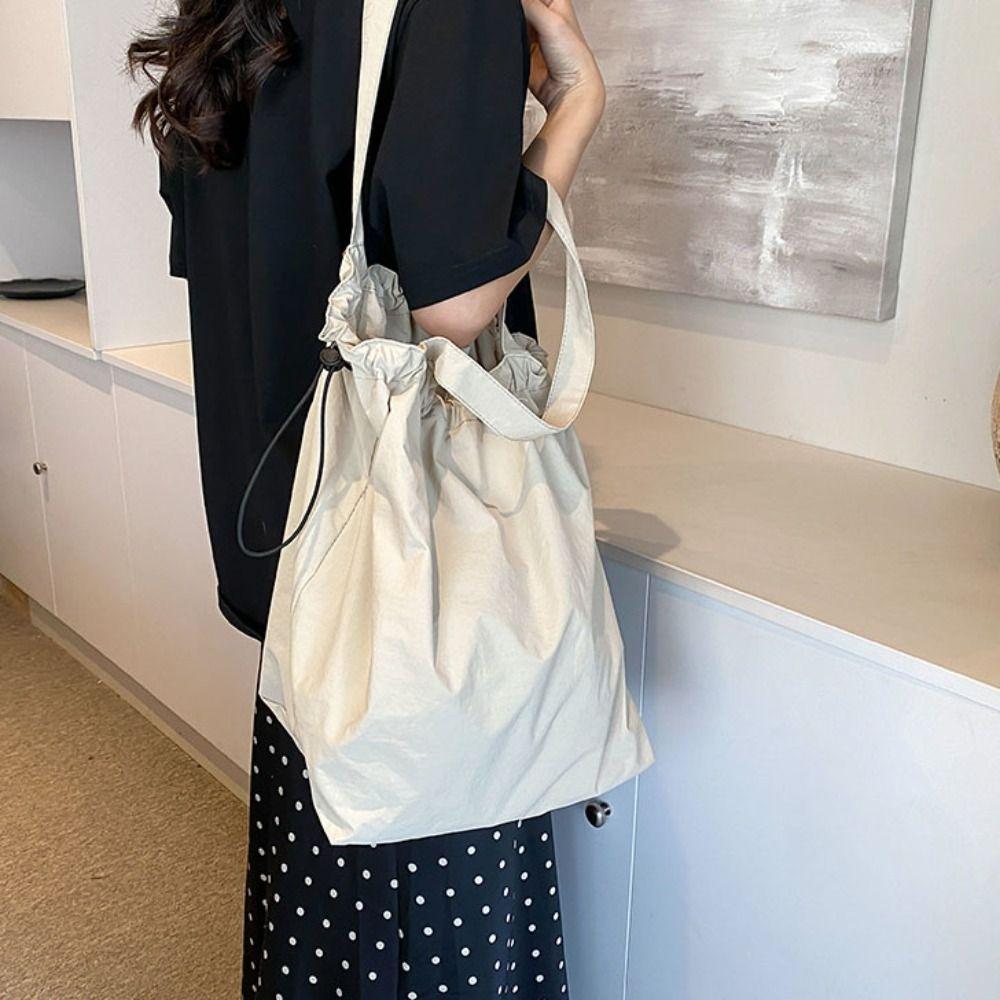 Reusable Drawstring Tote Bag Washable Canvas Handbag Creative Shopping Bag  Travel