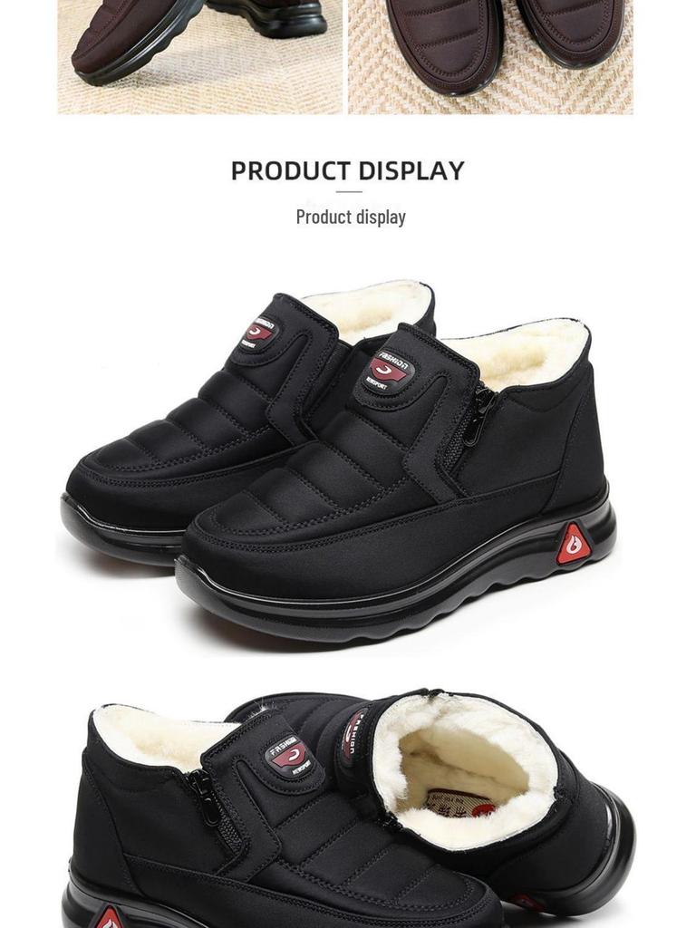 Men's Wool-Cotton High-Top Winter Boots - Velvet-Lined, Non-Slip, Warm, Extra Thick Soft Sole for Elderly.