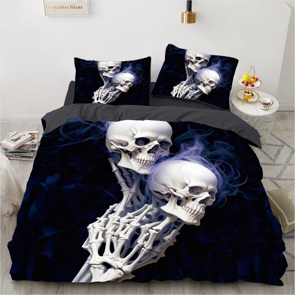 Schädel 3d gedruckt muster bettwäsche 3 stücke set einzel doppel königin quilt abdeckung