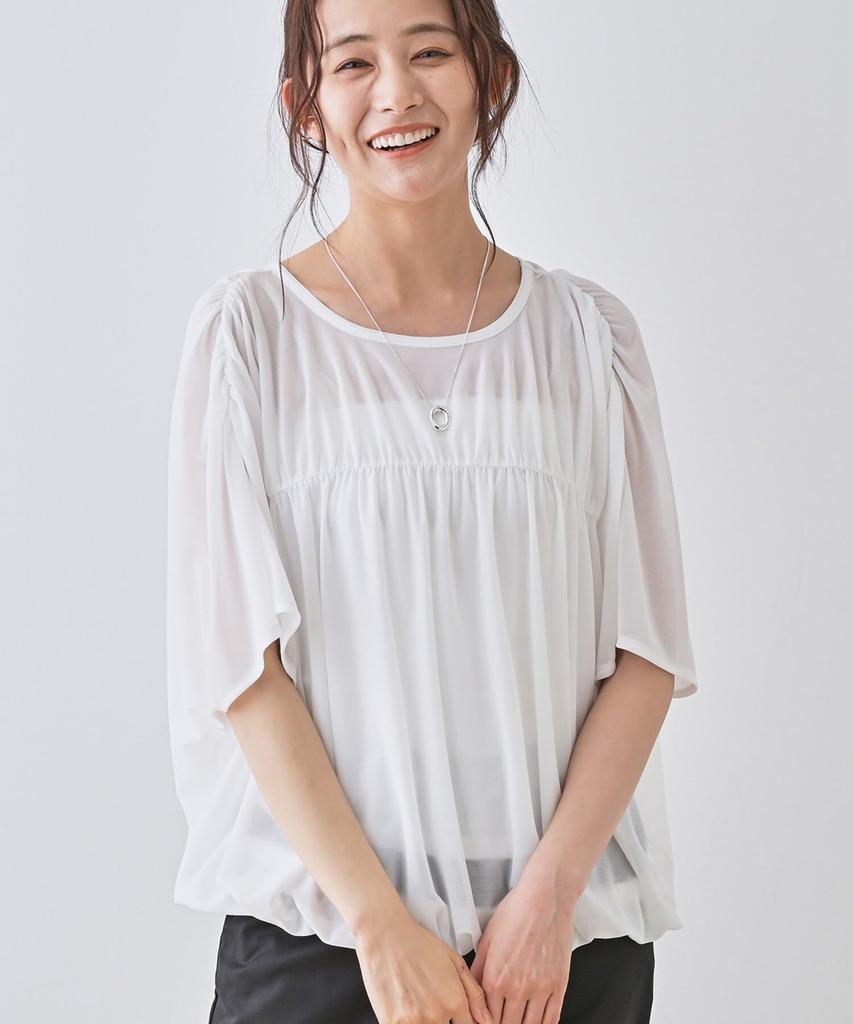 INDIVI Washable Shirred Sheer Black Size 38 12713600 Top, Women's, (019), (M),