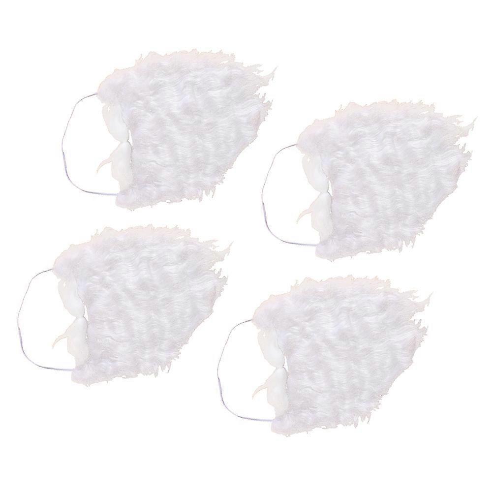 Santa Claus Moustaches White for Christmas Costume 4Pcs Cosplay Supplies-Good