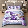 Winter Snow Theme Custom Text Or Name 3Pcs Bedding Set 1 Flat Sheet & 2 Pillowcases Personalized Home Bedding