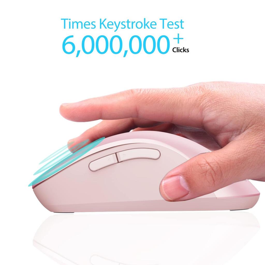 memzuoix Wireless Ergonomic 1400DPI Optical Instant Insertion USB Receiver 5 Compatible with Chrome Pink Mouse, 2.4GHz, Design, Long-Term Use,