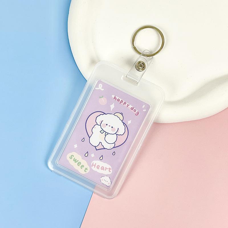 Ins Cute Transparent Lanyard Card Cover Student Bus Cards Case Cartoon Work Card Covers Credit Card Holder Id Holder with Rope