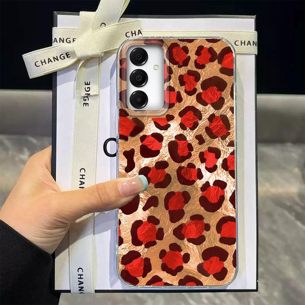 Korean Fashion Pink Leopard Phone Case for Samsung Galaxy A16 A55 A07 A17 A56 A36 A26 A53 A06 A14 A24 A34 A54 A15 A12 A22 Cover