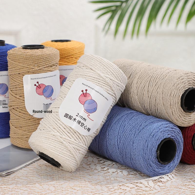 2mm Round Strand Hollow Yarn for European Style Crochet Bags, DIY Projects & Hand Knitting - Multi-Color Options