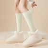 1 Pair Women Winter Socks Thickened Plush Knee Length Long-tube High Elasticity Wrapping Anti-slip Floor Socks Comfort Warmth Sleeping Stockings