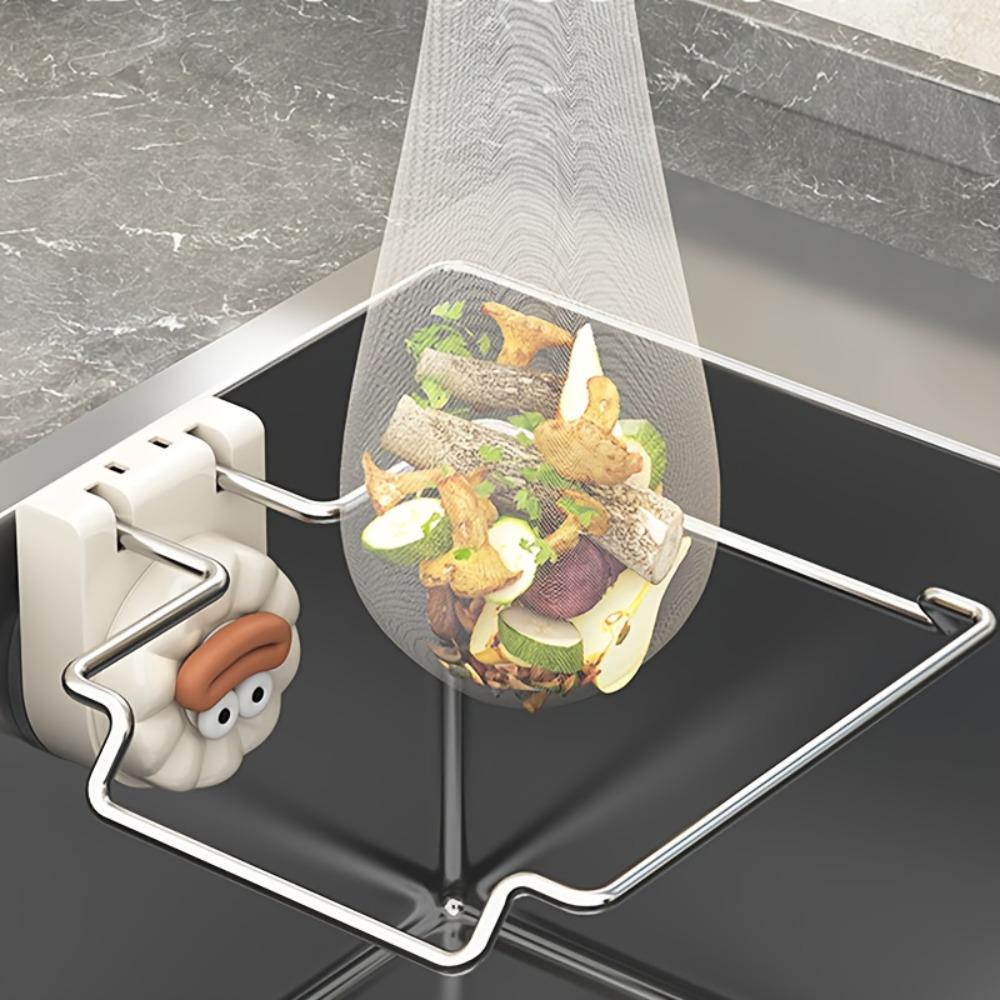Kitchen Sink Suction Cup Filter Rack with 50 Extra Filters, Food Waste and Residue Strainer
