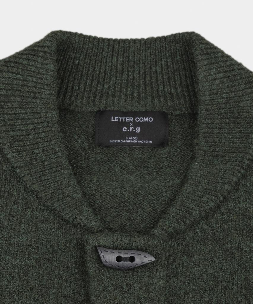 LETTERCOMO Signature Hidden Wool Knit Jacket Khaki