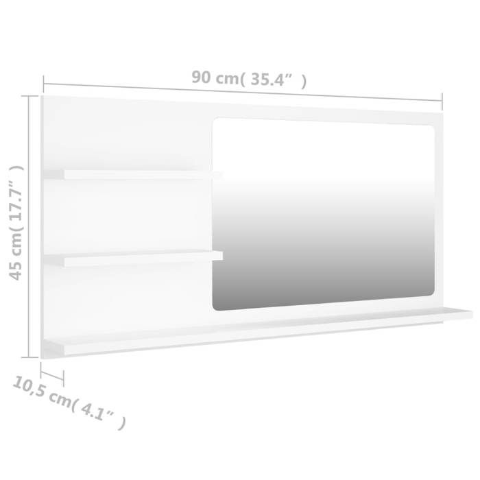 VidaXL Bathroom Mirror White 90x10.5x45 Cm Particleboard