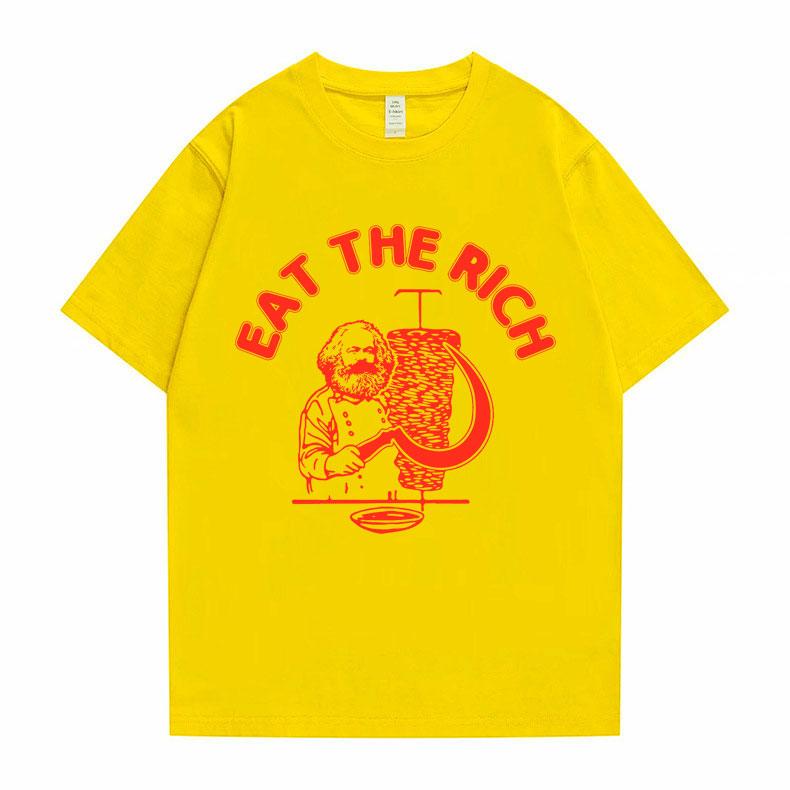 New Funny Men Women Casual Oversized Tshirt Eat The Rich Doner D%C3%B6ner Kebab Karl Marx Socialist Hasan Piker Graphic T-shirts