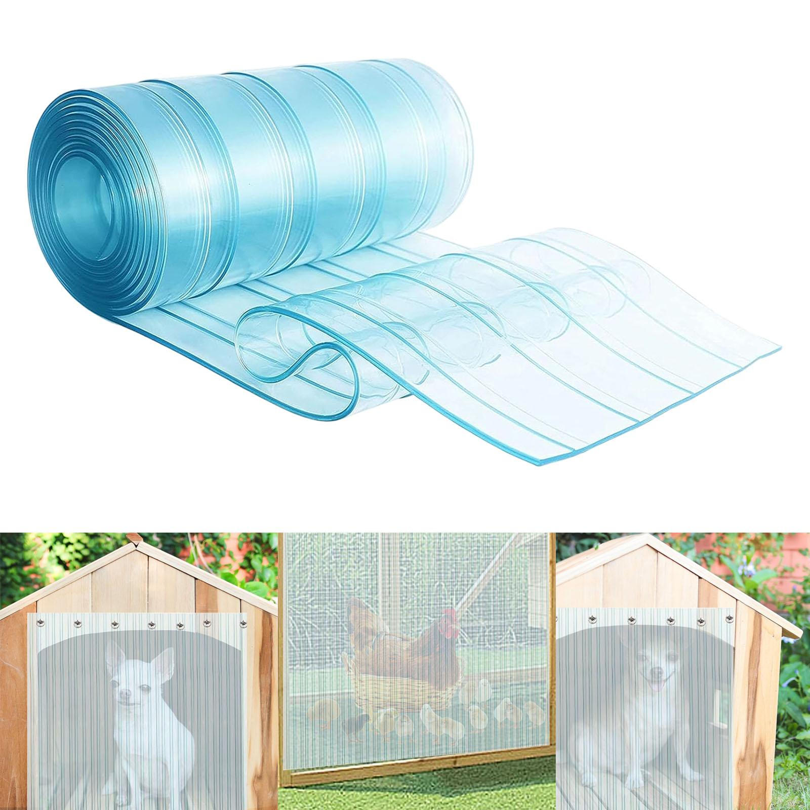 Perdea de ușă din PVC decupabilă, 2 M (6,56 Ft) Lung, Izolație, Depozit, Accesorii Animale de Companie, Pregătire pentru Iarnă, blue white