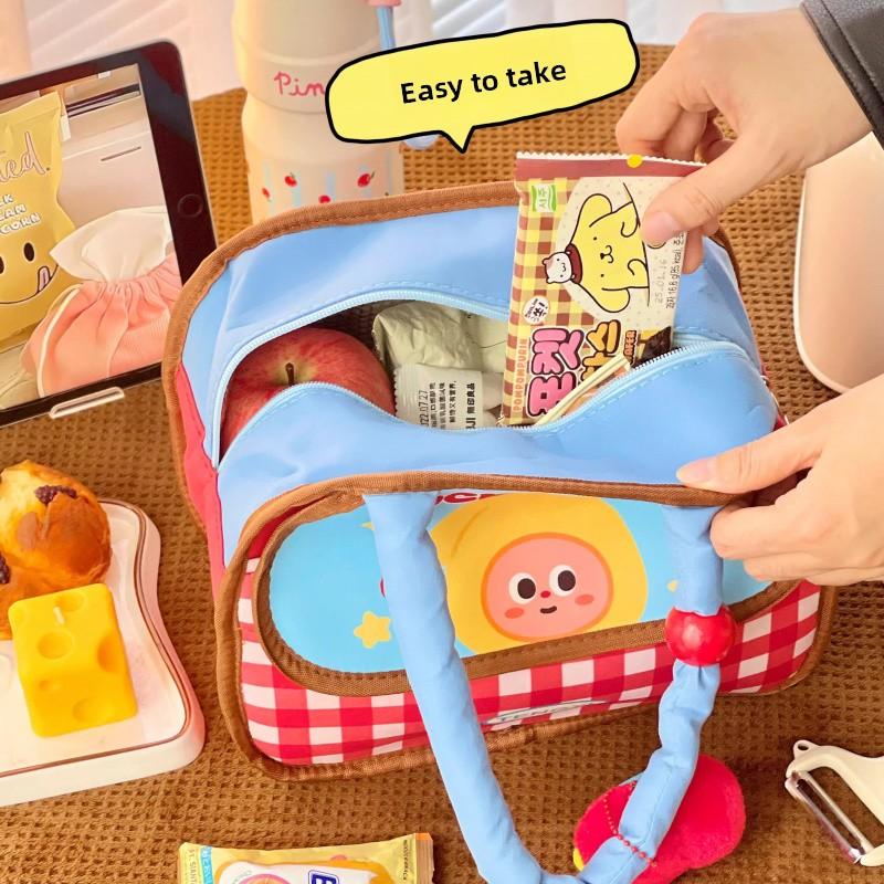Cute Lunch Box Bag For Woman Office Kids School Portable Insulating Thermal Lunch Box Bag Large Bento Pouch Food Storage Bag