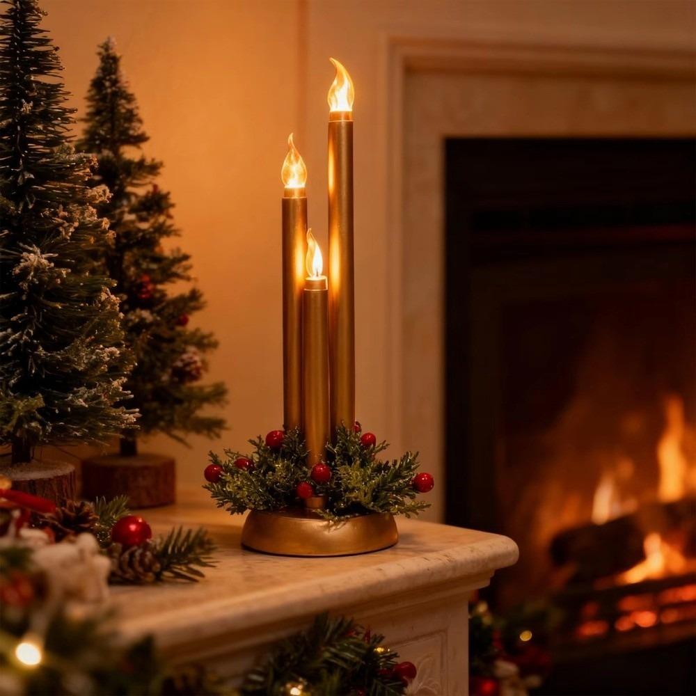 New Christmas Led Flameless Candle Desktop Simulation Candle Lamp Plastic Night Light Christmas Festive