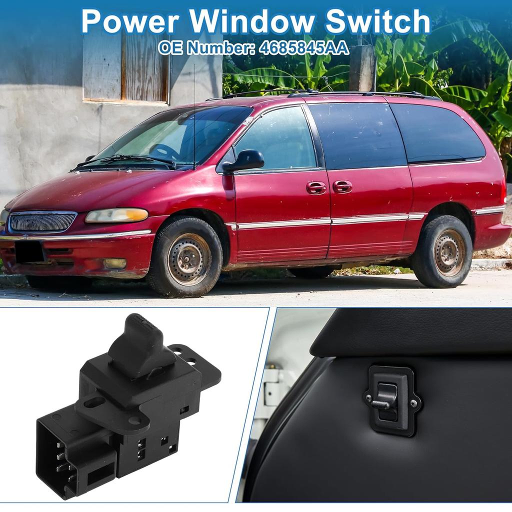 Power Window Switch No.4685845AA Front Side Window Control Switch for Chrysler Town & Country Voyager for Dodge Grand Caravan Black