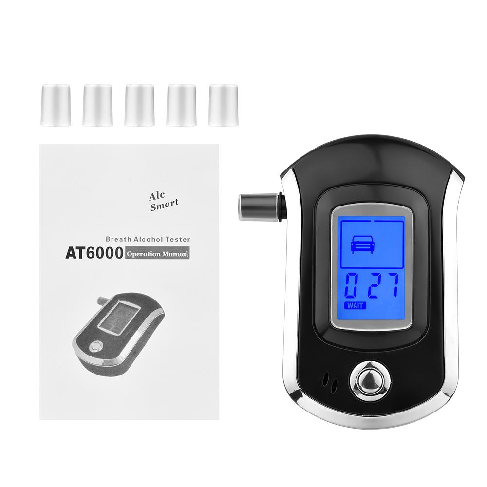 

Portable with 6 Mouthpieces Breath Alcohol Tester LCD Backlight Digital Accurate BAC Detector Analyzer with Visual Alarm for Person